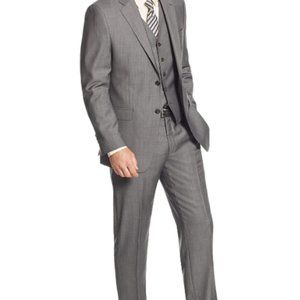 Mens 100% Wool Slim Fit 3 pc Garment Suit
